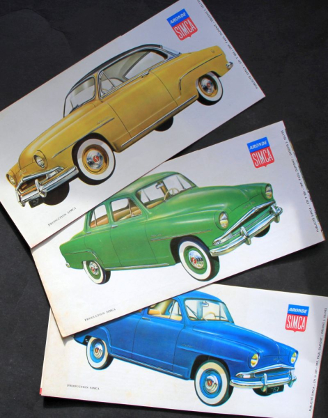 Simca Deluxe - Grand Large - Elysse Modelprogram 1955 three Carbrochures (6649)